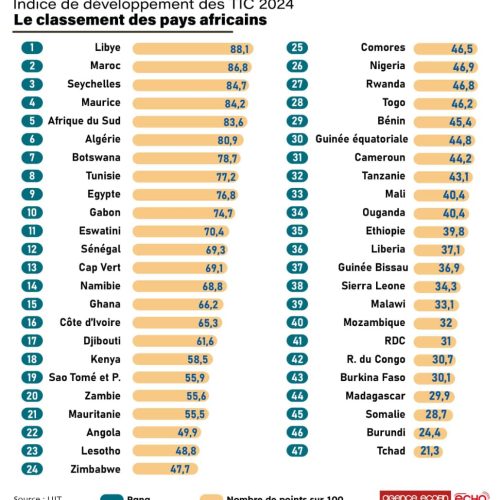 Classement 2024 des pays selon l’indice de développement des TIC